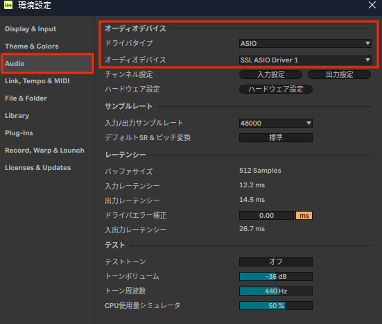 Ableton and SSL ASIO Driver